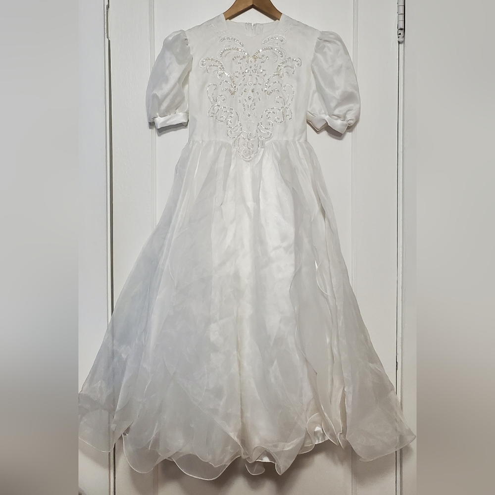 Anjorden White Formal Flower Girl/Communion or Party Dress Size 14